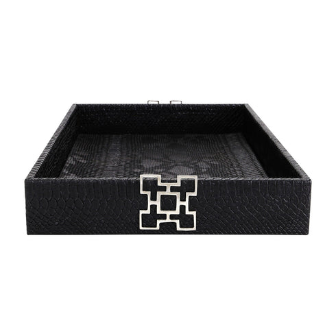 Black Croc Leather Tray Geo